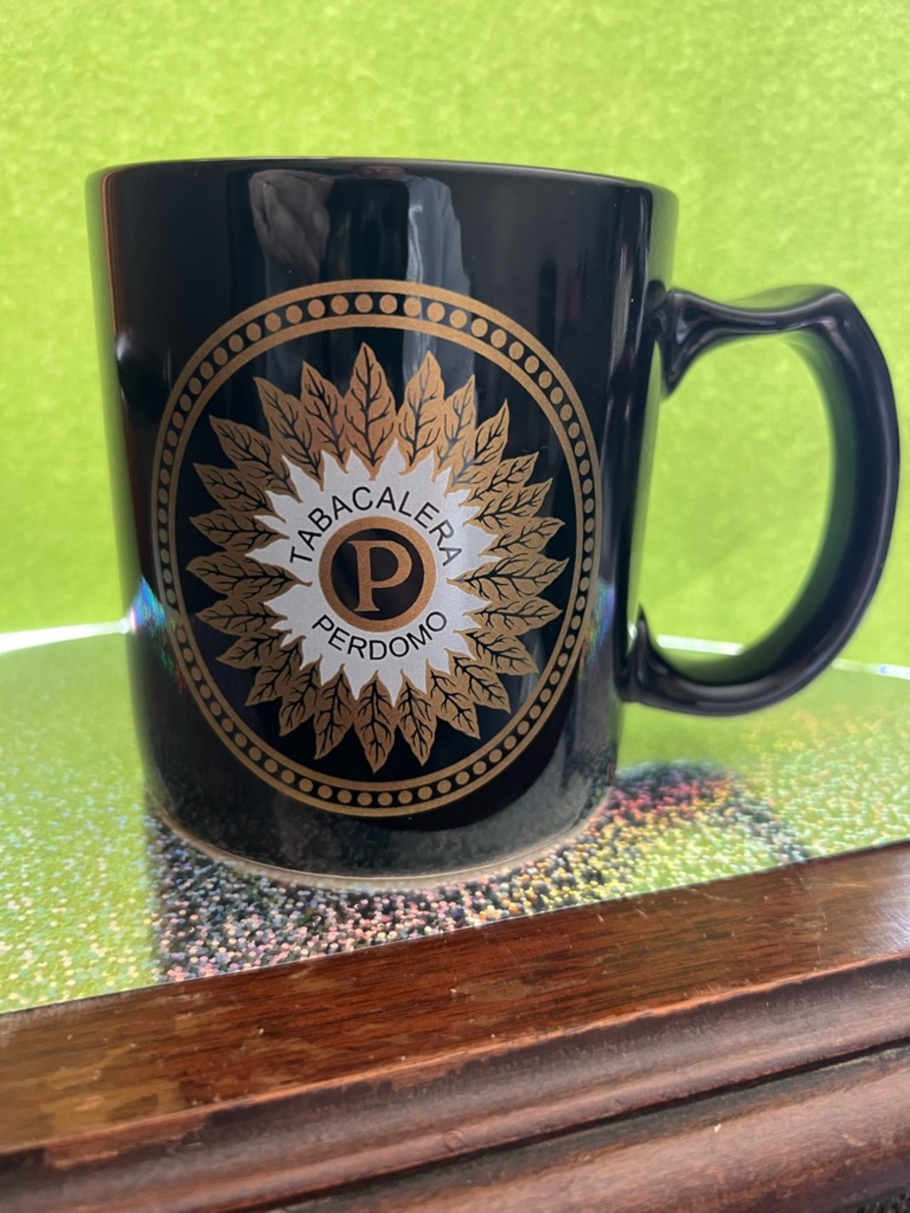 Tabacalera Perdoma Cigar Black and Gold Logo Ceramic Mug